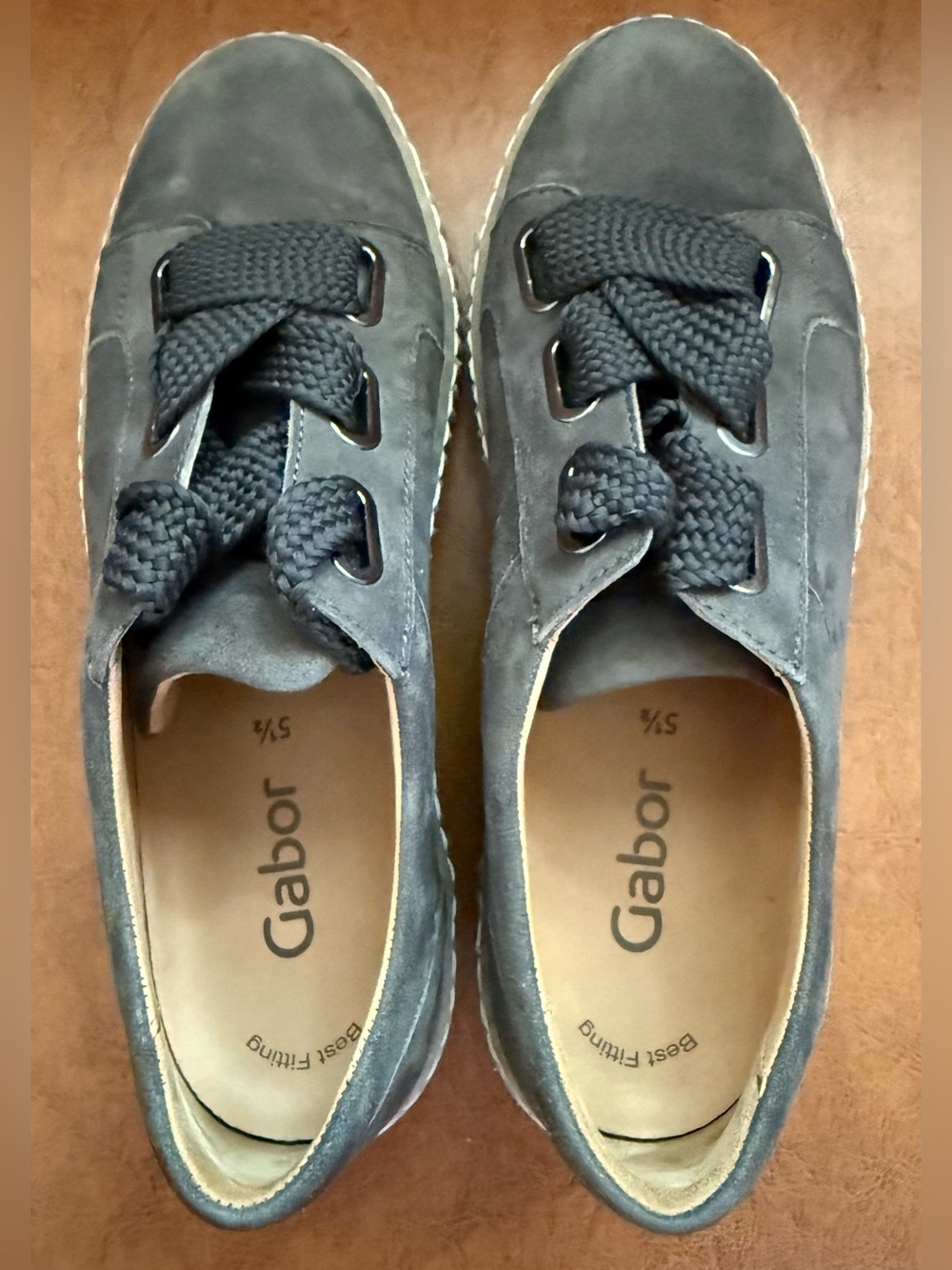 Gabor 73.333.18 Mohair Color Suede Sneakers Gray Ribbon Lace Comfort Shoes US 8 - Picture 10 of 12